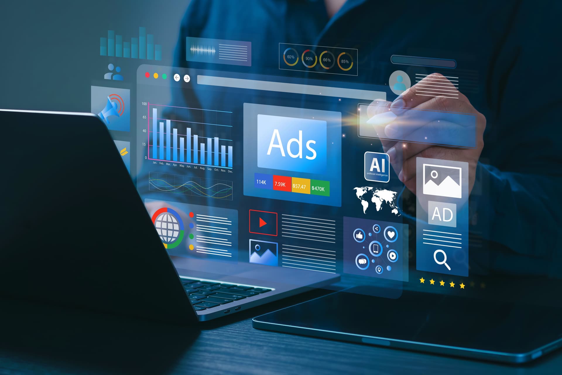 a panel showing graphics and ads related tools